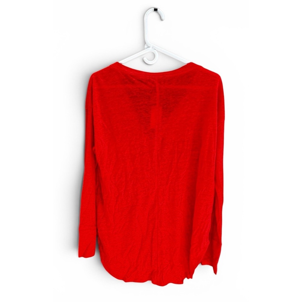 NWT Banana Republic Women's Medium 100% Linen Red Orange Long Sleeve Top - Picture 2 of 4